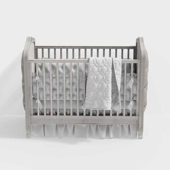 Charming Low-Polygon Baby Crib 3D model