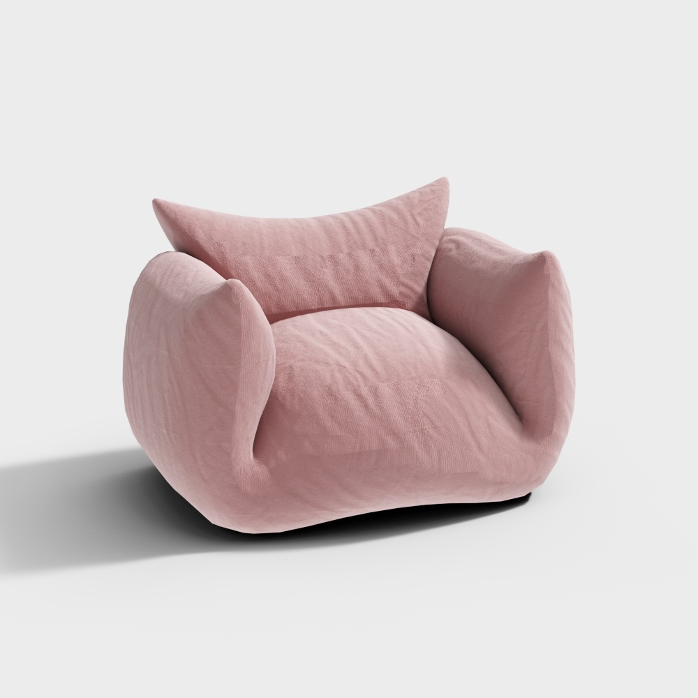Cozy Nest Low Poly Sofa Chair – Pink Velvet Design