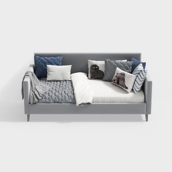 Modern Grey Sofa Bed 3D Model for Versatile Living Spaces