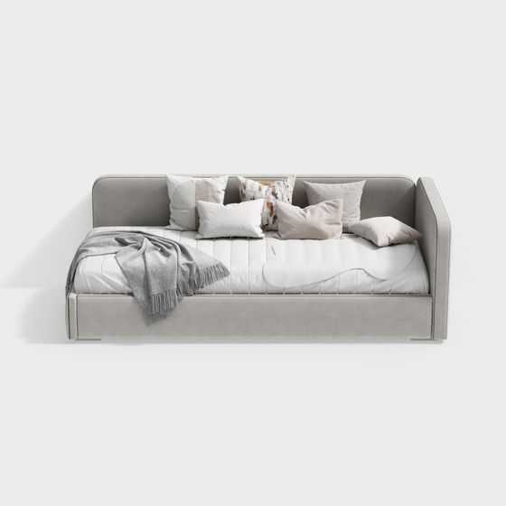 Modern Cotton and Linen Sofa Bed 3D Model