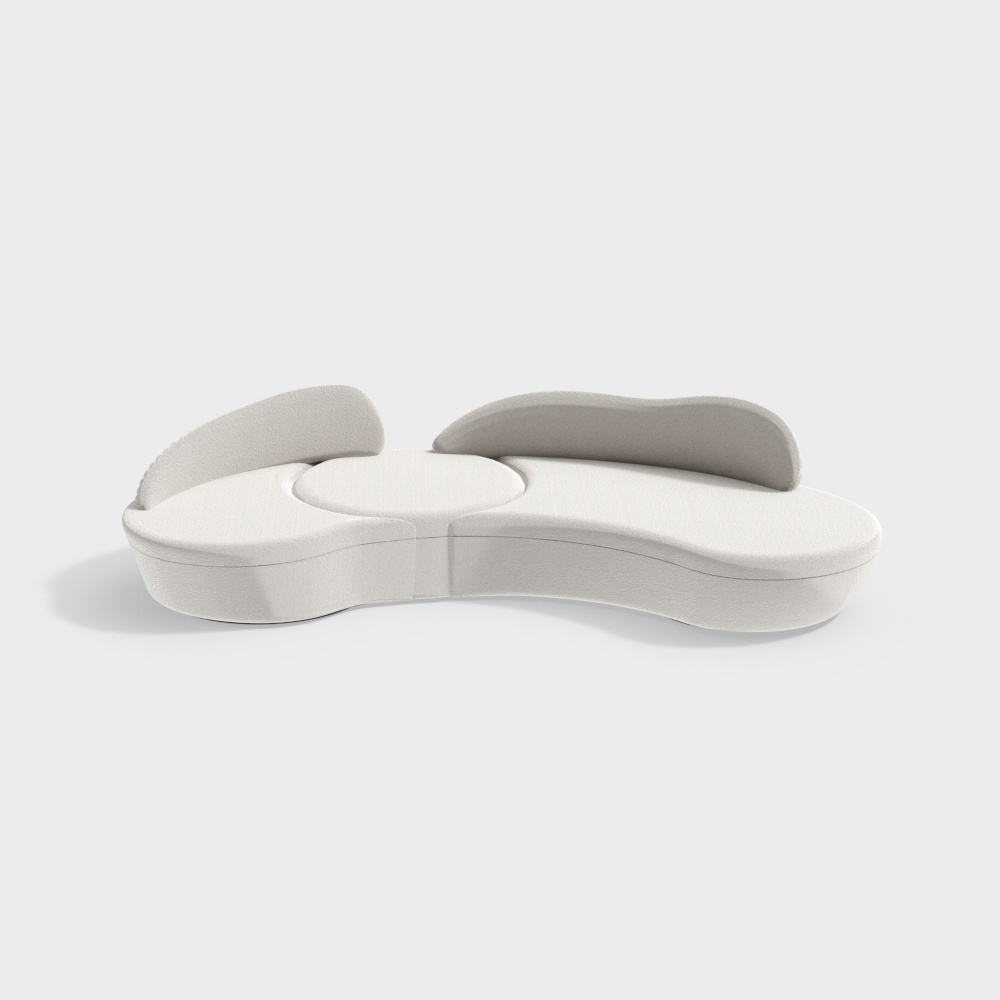 Modern light-coloured curved sofa