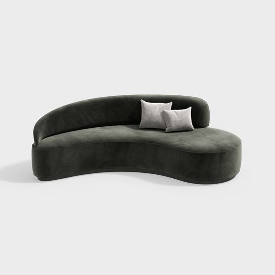 Modern Light Green Curved Sofa 3D Model for Irregular Spaces