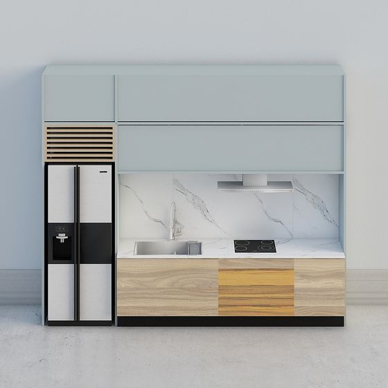 Modern Minimalist Kitchen 3D Model Design