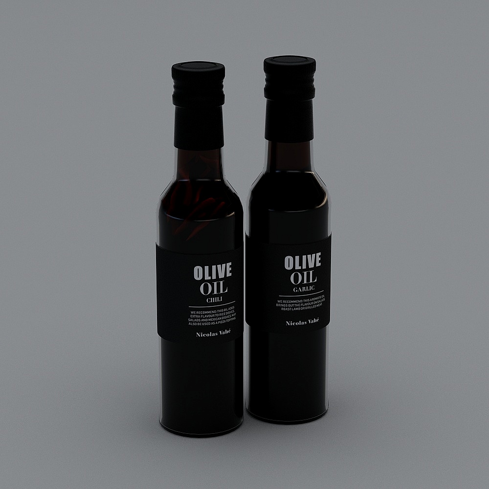 Elegant Low-Poly Olive Oil Bottle 3D Model