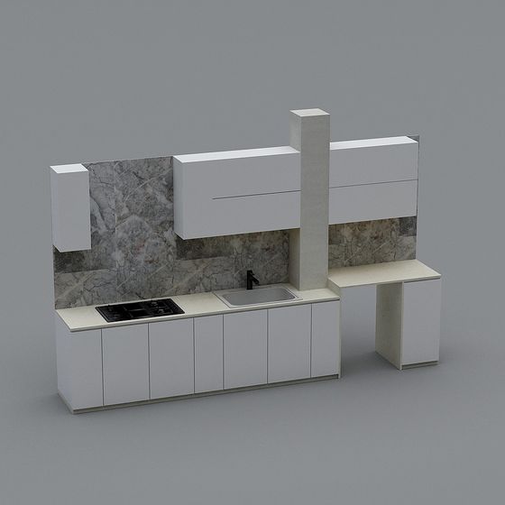 Modern Minimalist Kitchen 3D model Design