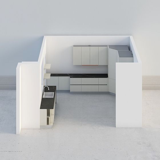 Modern Minimalist Kitchen 3D model Design
