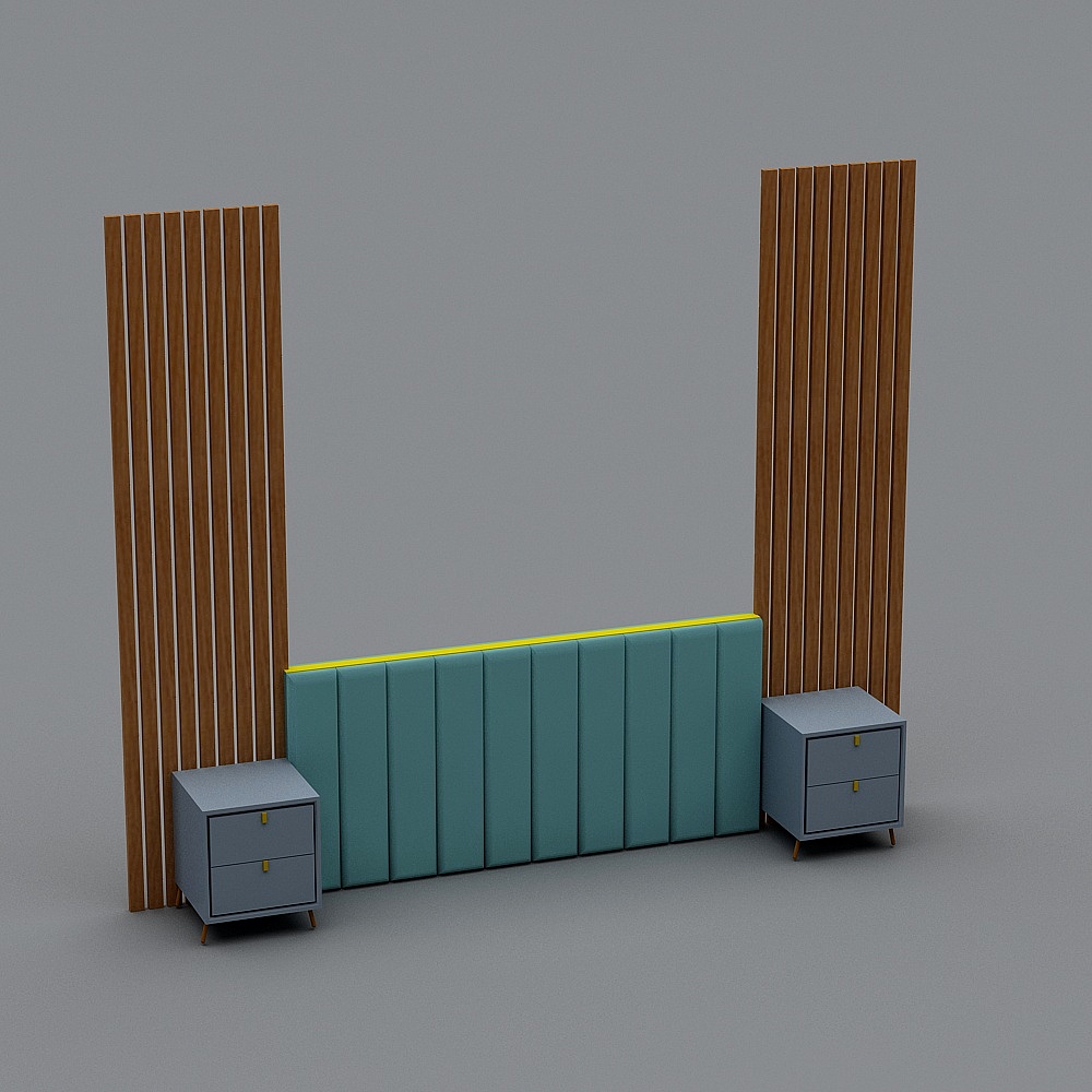 Wooden Screen and Storage Cabinet Combo 3D model