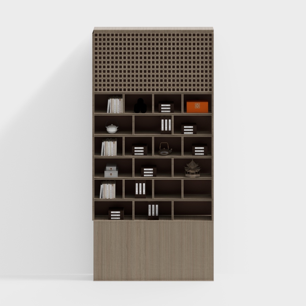 Elegant Bamboo-Inspired Bookshelf 3D model