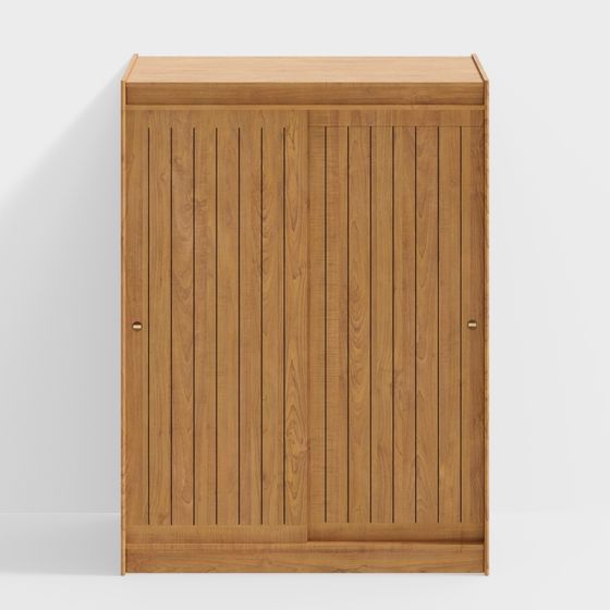 Wooden Sliding Door Wardrobe 3D Model