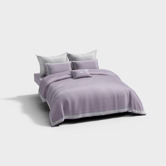 Elegant Low-Polygon Bed 3D model for Modern Interiors