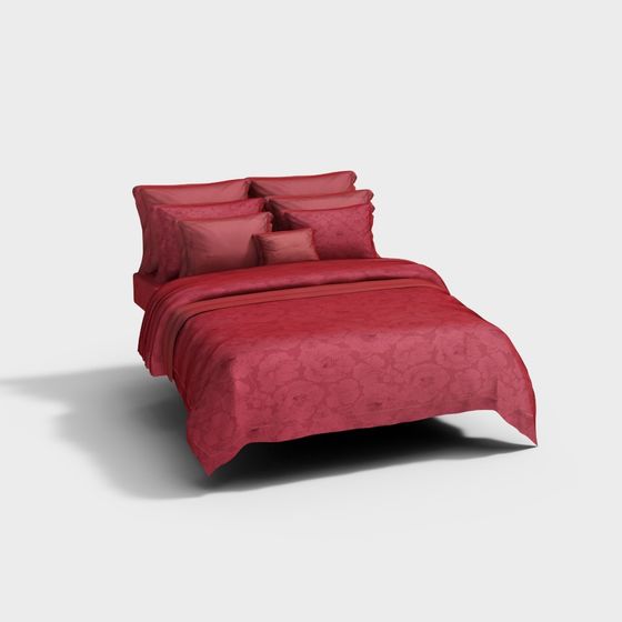 Red Rose Bedding 3D model