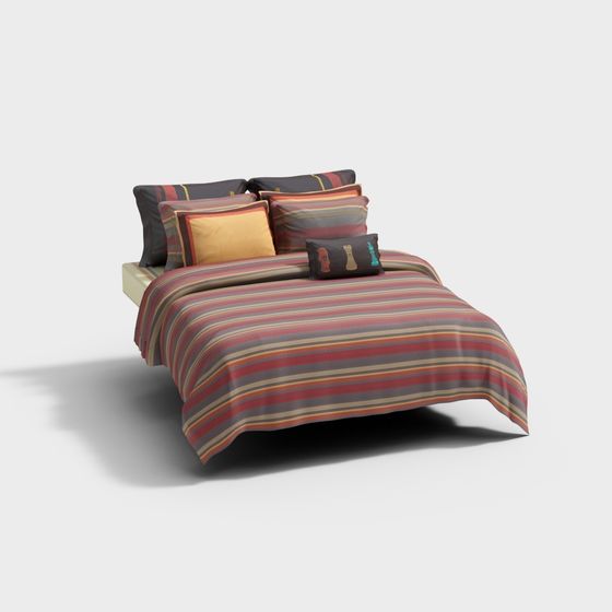 Elegant Low-Poly Bed 3D model for Contemporary Spaces