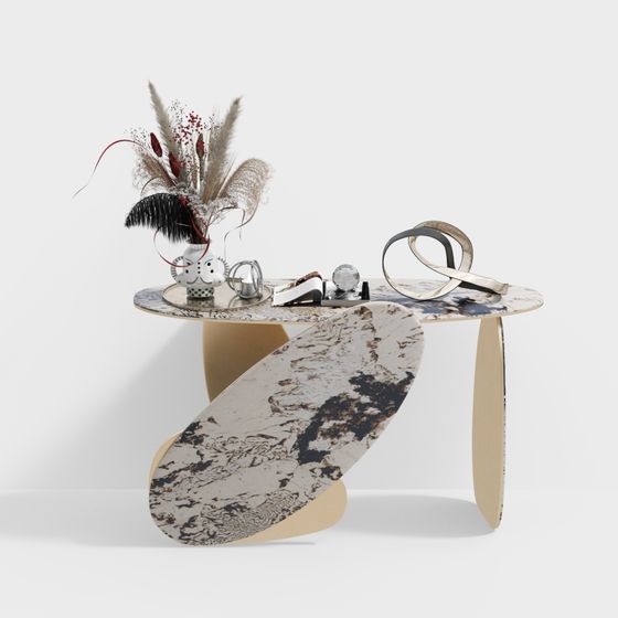 Elegant Marble Art Table 3D model for Modern Spaces