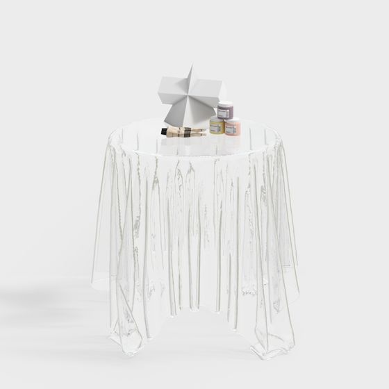 Transparent Tablecloth Round Table 3D model