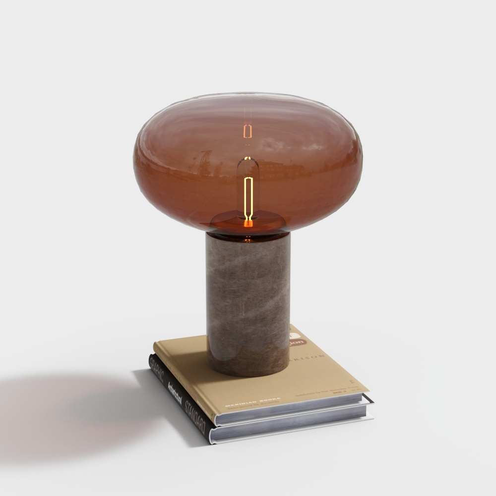 Stylish 3D Pendant Light Model – Amber Glass & Marble