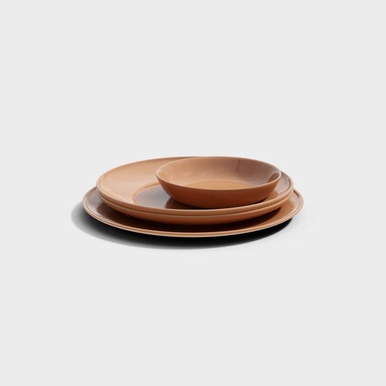 Orange Dishes 3D Model for Kitchen Decor