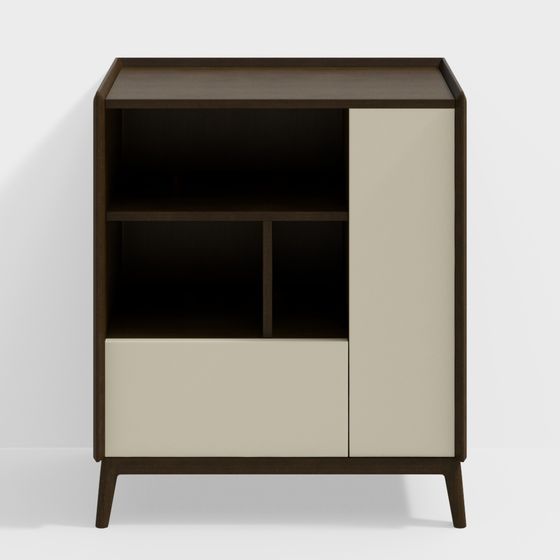 Mid-Century Modern Side Cabinet 3D model for Creative Spaces