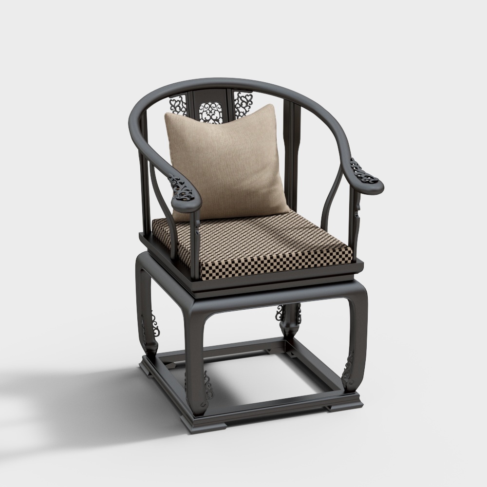 Classic Elegance Chair 3D Model – Traditional Metal Frame