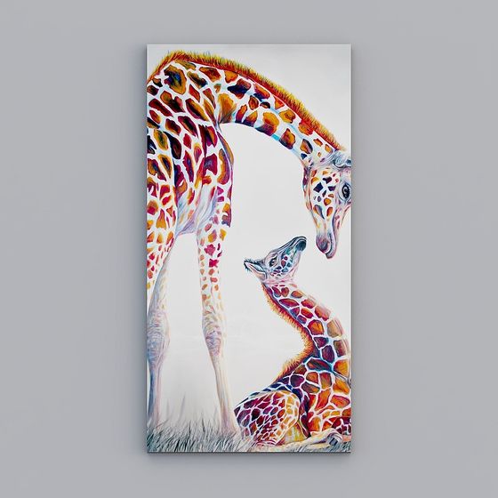 Mother and Baby Giraffe 3D model