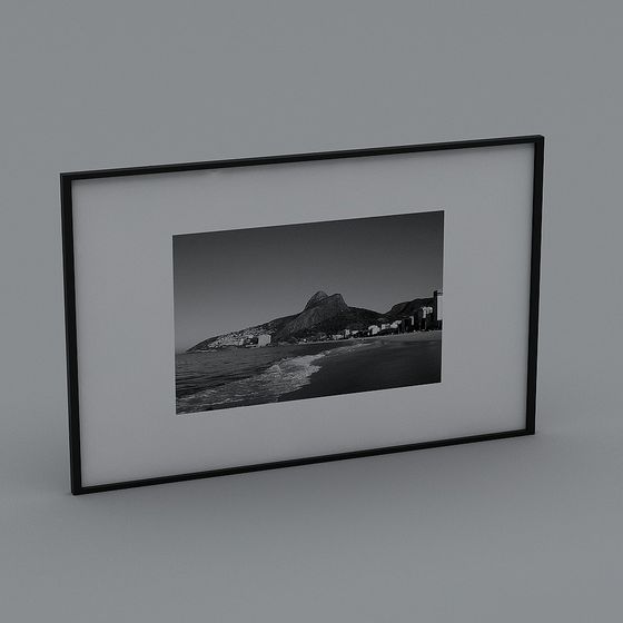 Urban Coastline Black and White Landscape 3D model