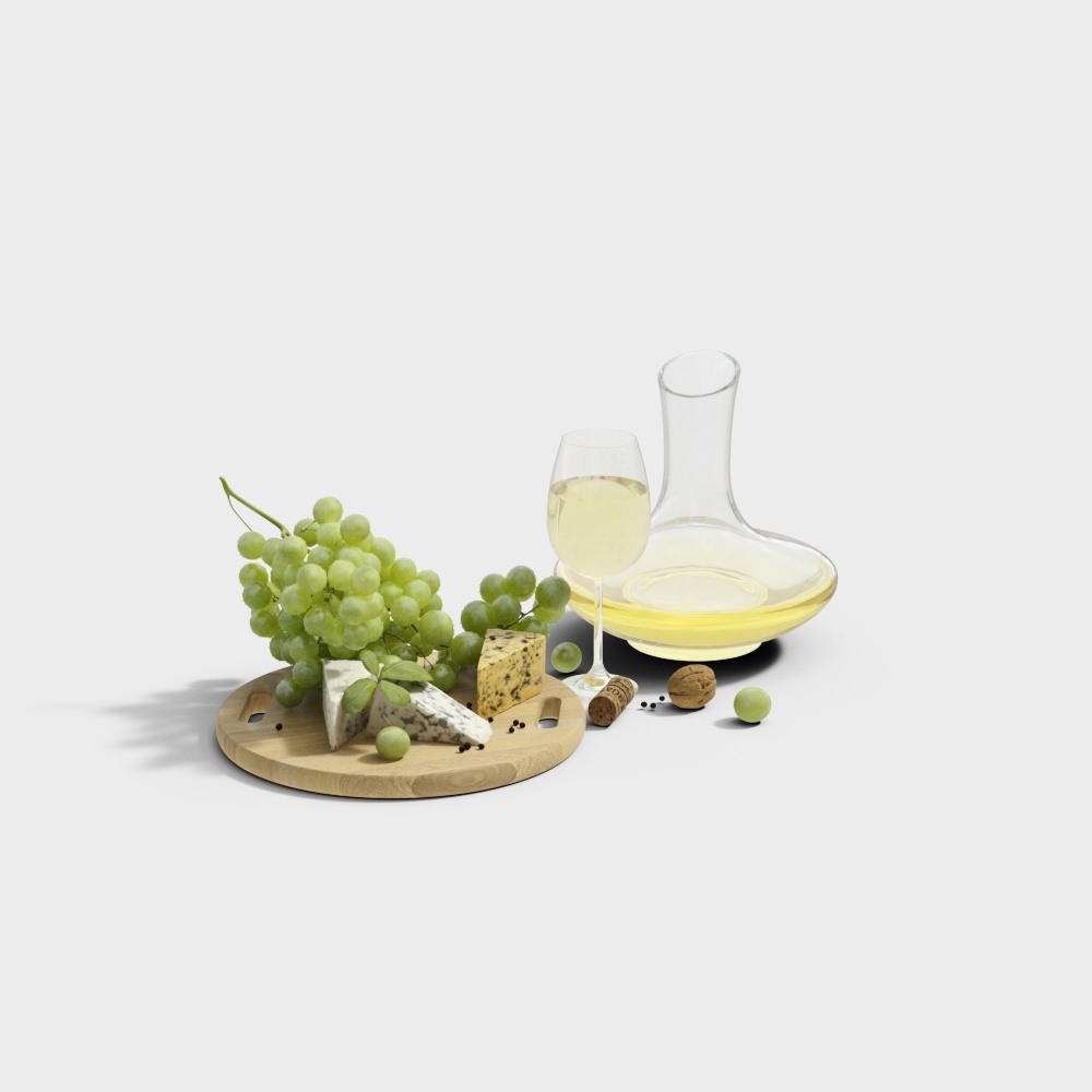 Low-Poly Wine Tasting Scene 3D Model – Relaxed Table Setup