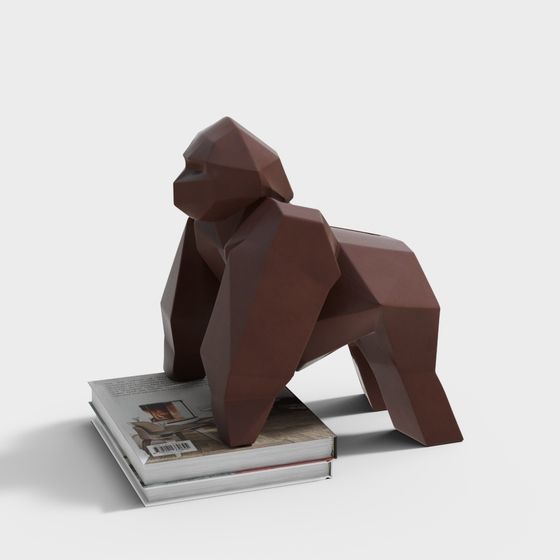 Low Poly Monkey Bookend 3D model