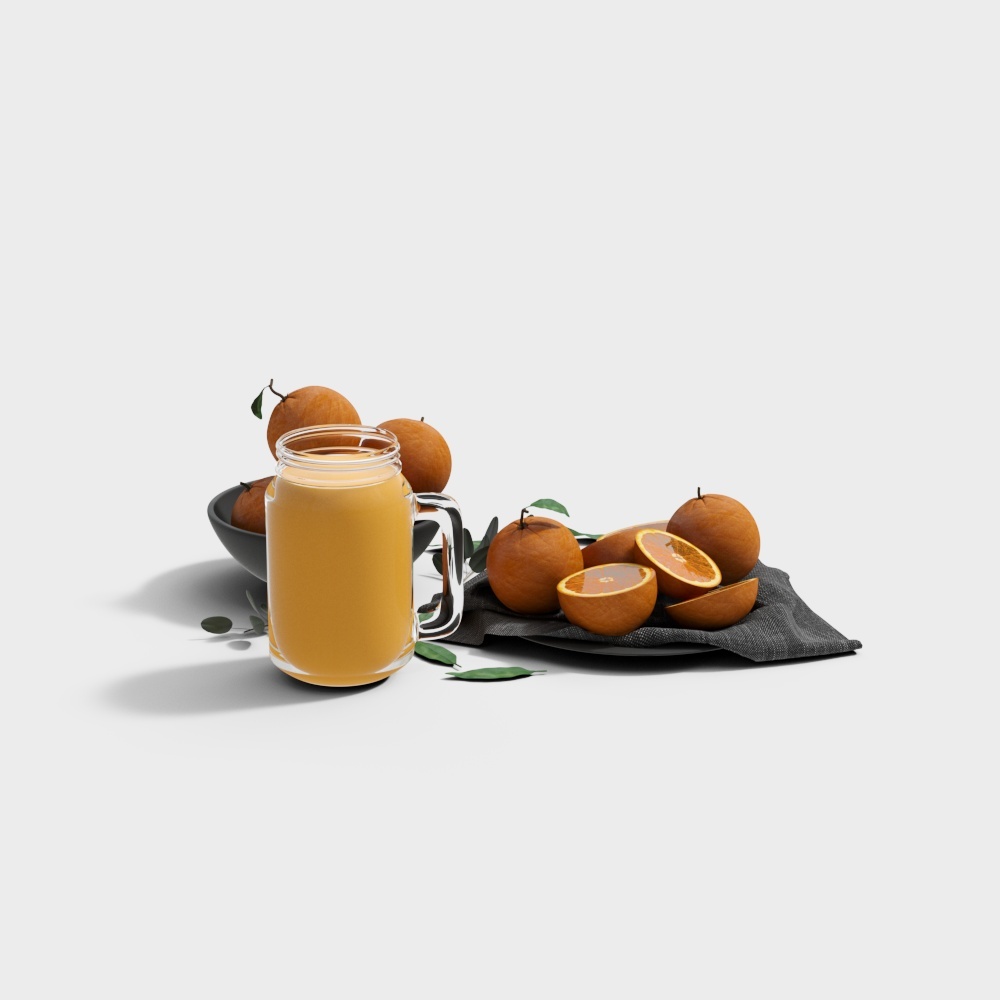 Vibrant Orange Juice 3D Model – Low-Poly Realistic Fruit