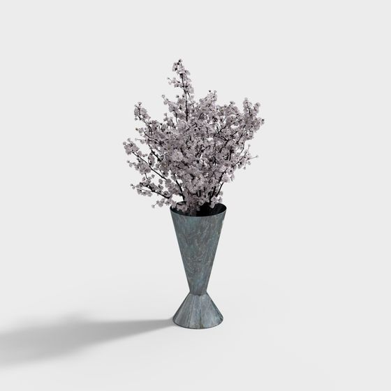 Elegant Cherry Blossom Vase 3D model for Artistic Projects