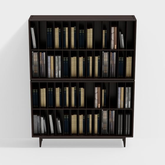 Elegant Low-Poly Bookshelf 3D model for Modern Interiors