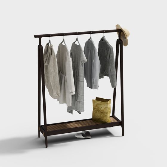 Stylish Low-Polygon Coat Rack 3D model