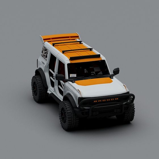 Low Poly Orange and White Bronco 3D model