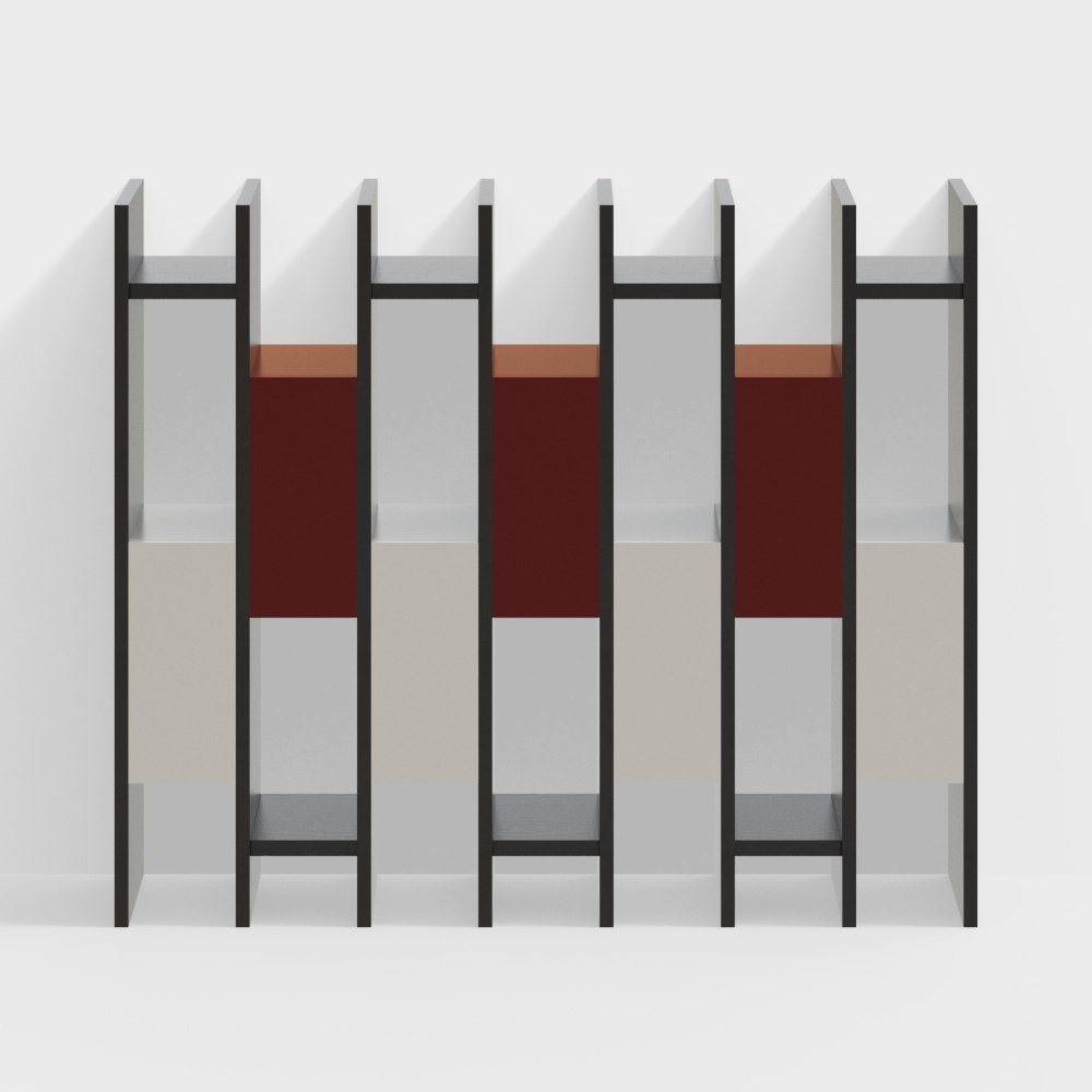 Urban Partition 3D Model – Geometric Black Metal Frame