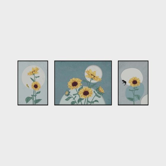 Sunflower Triptych 3D model