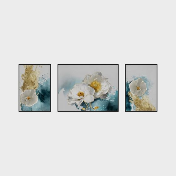 Floral Harmony Triptych 3D model