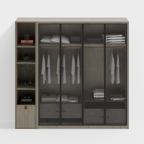 Minimalist Glass Door Closet 3D model