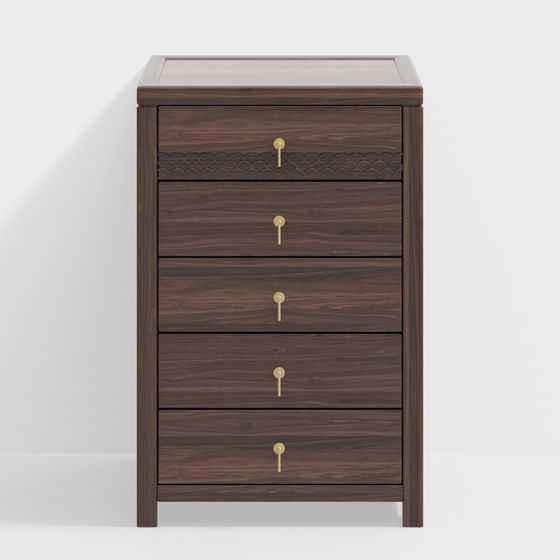 Retro Wooden Drawer Cabinet 3D model