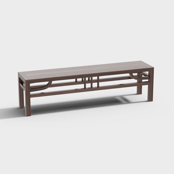 Elegant Wooden Bench 3D model