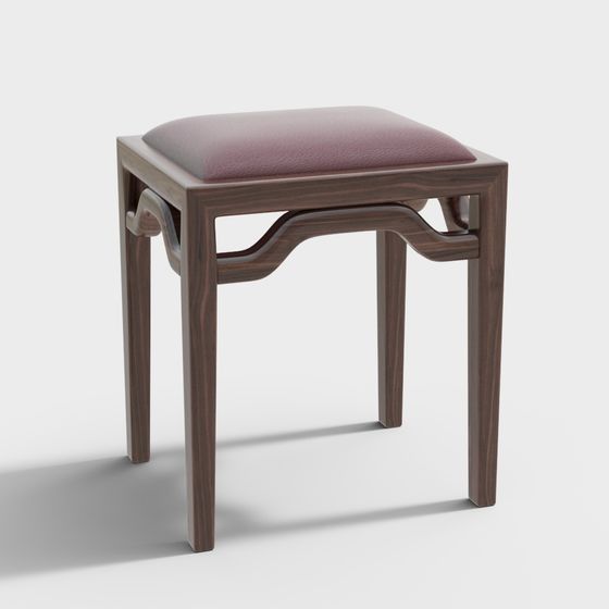 Elegant Low-Polygon Stool 3D Model
