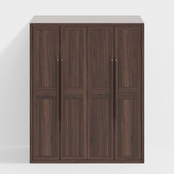 Elegant Four-Door Wardrobe 3D model