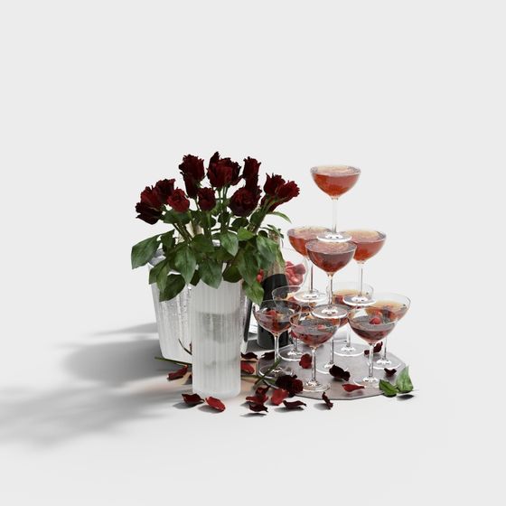 Accesorios de mesa de champagne rosa