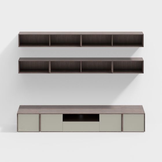 Elegant Low-Poly TV Cabinet 3D Model