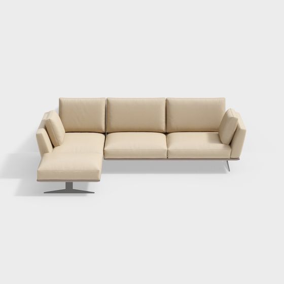 Elegant Low-Polygon Sofa 3D model