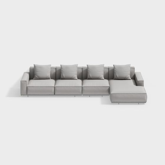 Stylish Modular Low-Poly Sofa 3D Model for Home Spaces