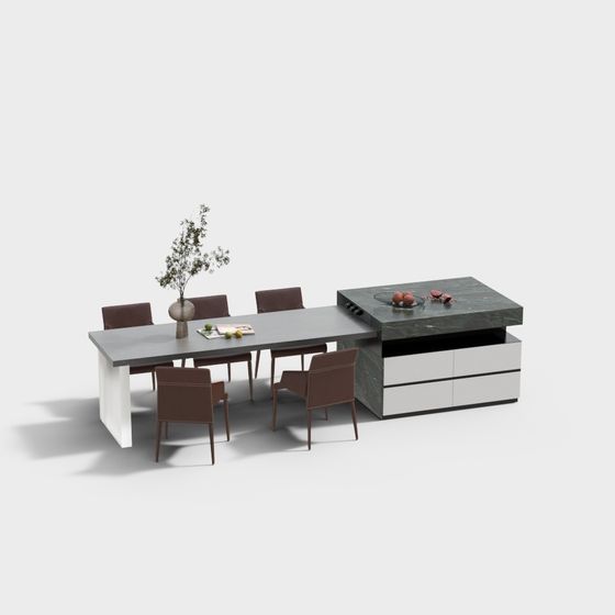 Black Kitchen Island 3D Model