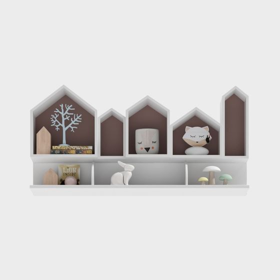 Magical Fairy Tale Bookshelf 3D Model for Kids