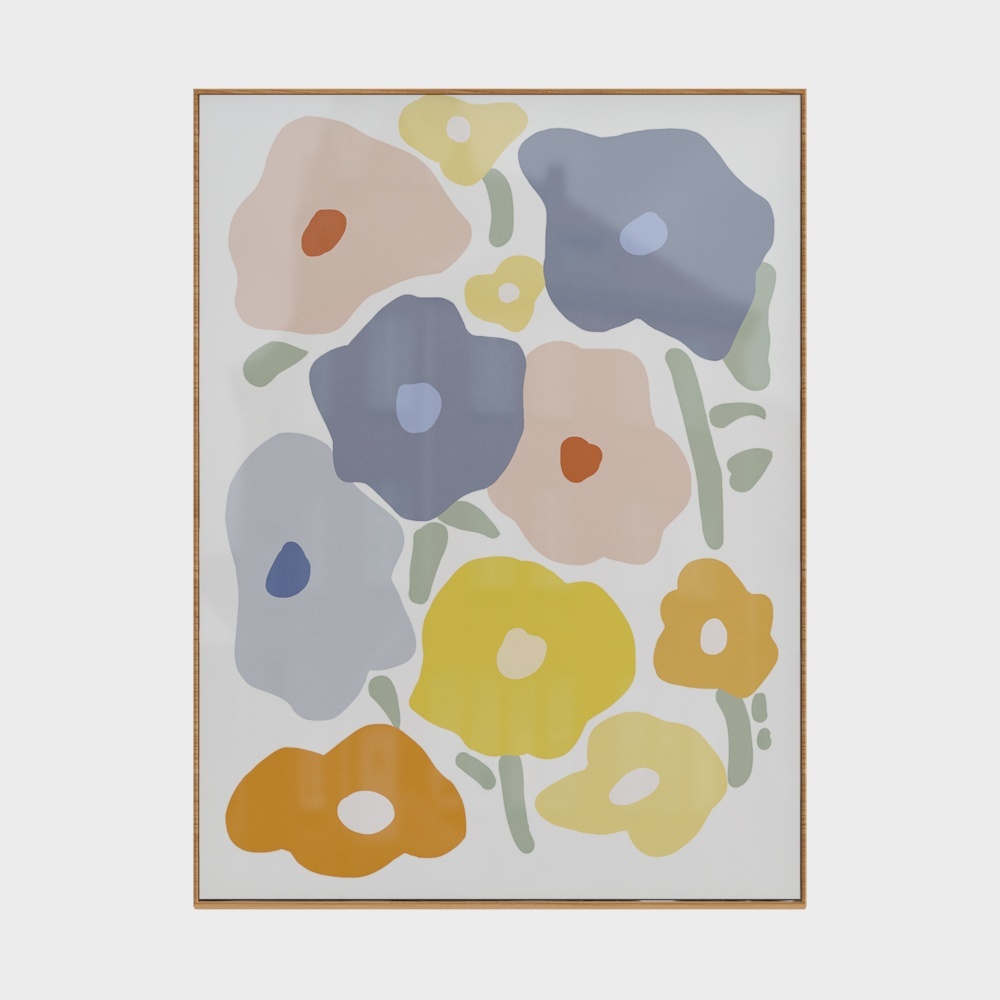 Abstract Floral 3D Model – Soft Color Blooms