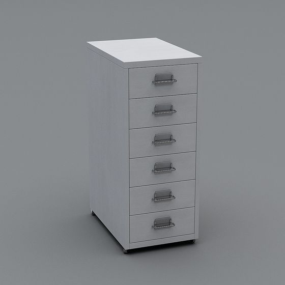 Sleek Six-Drawer Metal File Cabinet 3D model