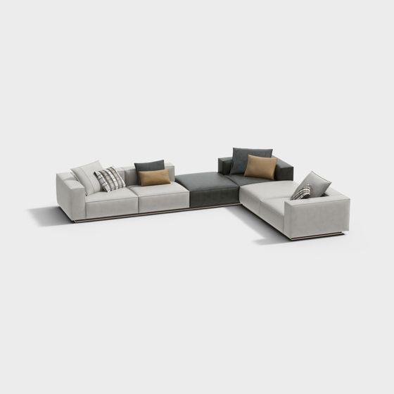 Stylish Low-Poly Sofa 3D model for Modern Homes