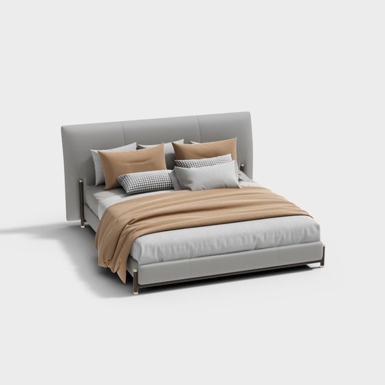 Cozy Minimalist Bed 3D model for Contemporary Spaces