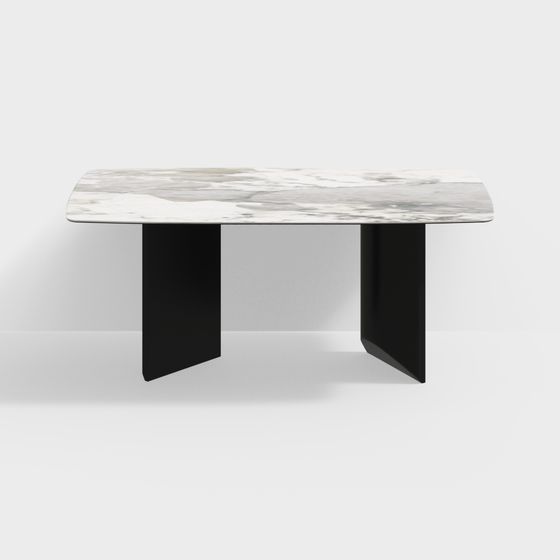 Red Square Print Minimalist Table 3D Model